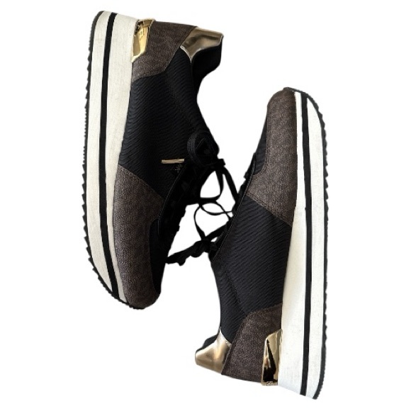 Michael Kors Monique platform signature print logo fashion sneakers trainers 10 - Picture 2 of 4